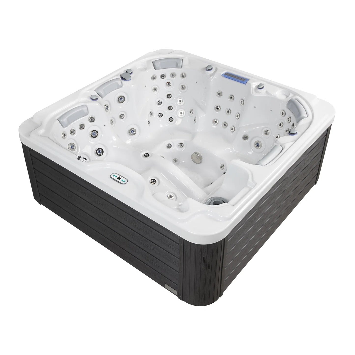 Spacious six-person hot tub featuring powerful jets