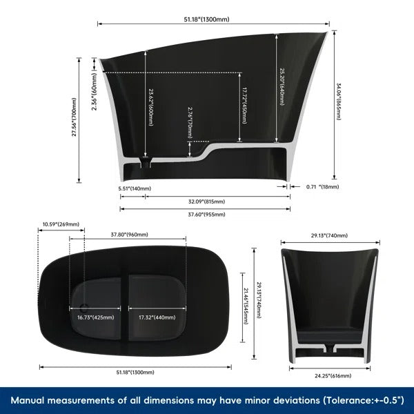 Forma 51 inch Japanese freestanding soaking tub solid surface deep bathtub