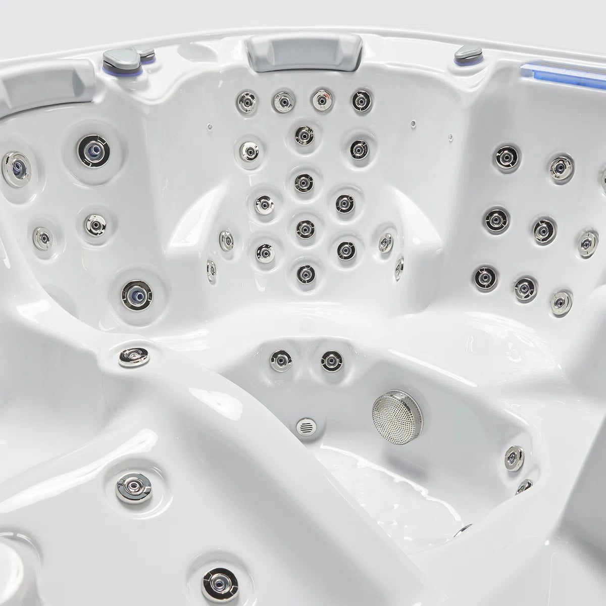 Spacious six-person hot tub featuring powerful jets
